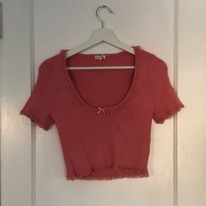 FOR LOVE AND LEMONS RIBBED PINK TOP